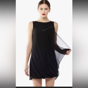 cop Copine Debussy Robe Dress Black Drape LBD Size S